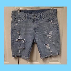 Abercrombie & Fitch Light Blue Distressed Jean Shorts